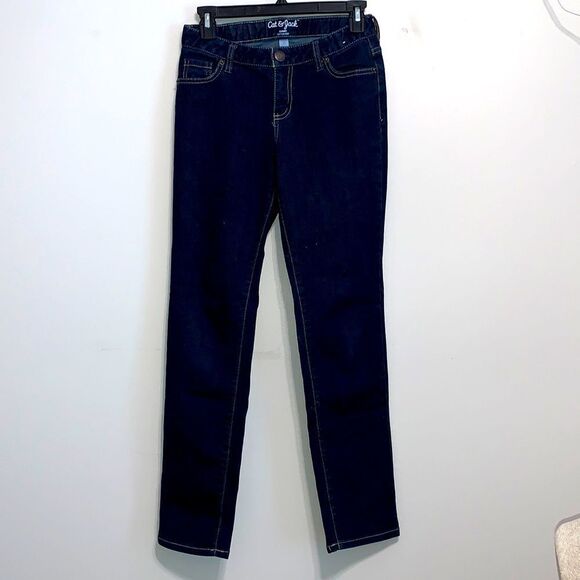 Cat & Jack | Girls Skinny Dark Wash Denim Blue Jeans - Picture 1 of 9
